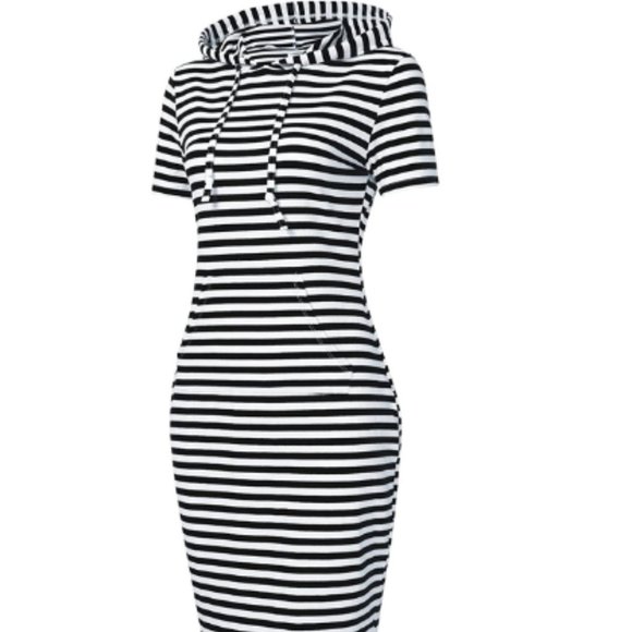 Women Stripe Pocket Knee Length Casual Pullover - Picture 2 of 6